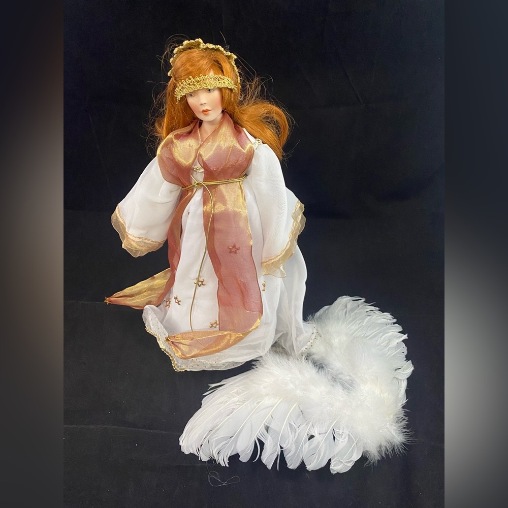 Paradise Galleries 14" Porcelain Guardian Angel Doll w/ Stand Patricia Rose